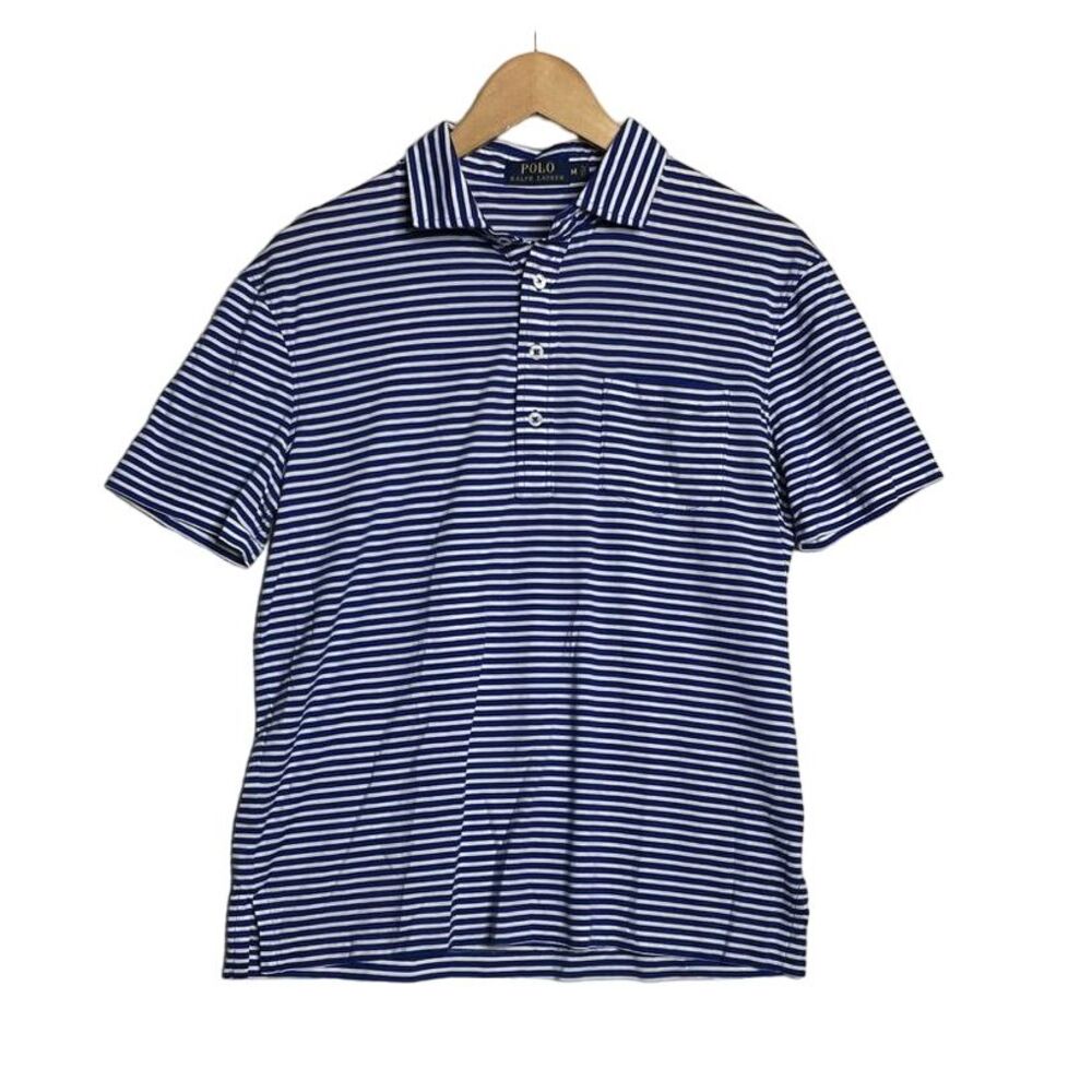 Polo Ralph Lauren Men's Blue Striped Polo Shirt Size Medium